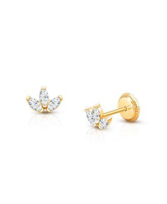 Girls' 14K Gold Twinkling Trio Marquise Stud Earrings - Baby by TINY BLESSINGS