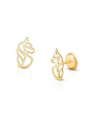 Girls' 14K Gold Unicorn Dreams Studs Screw Back Earrings - Baby by TINY BLESSINGS