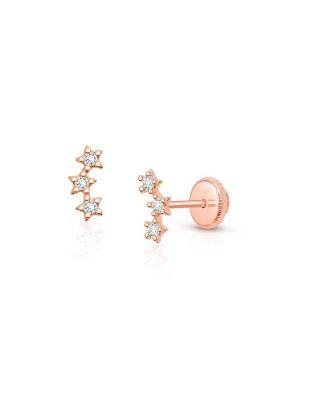 Girls' 14K Lucky Stars Studs Screw Back Earrings - Baby by TINY BLESSINGS