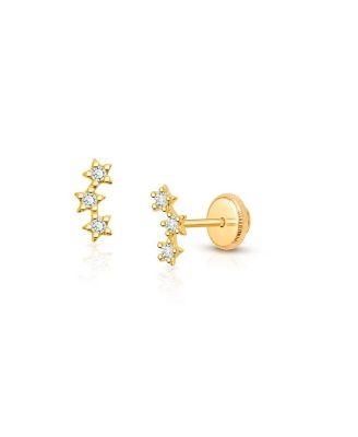 Girls' 14K Lucky Stars Studs Screw Back Earrings - Baby by TINY BLESSINGS