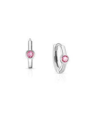 Girls' Sterling Silver 9mm Birthstone Huggie Hoops Earrings by TINY BLESSINGS