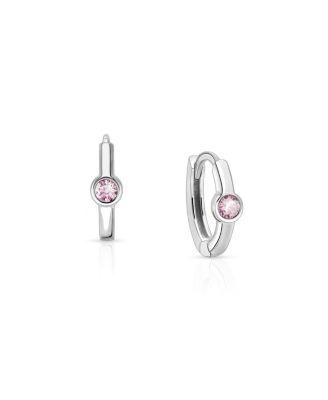 Girls' Sterling Silver 9mm Birthstone Huggie Hoops Earrings by TINY BLESSINGS