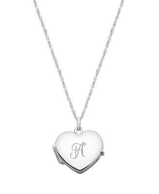 Girls' Sterling Silver Heart Locket & Engraved Initial Necklace - Little Kid by TINY BLESSINGS