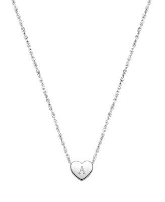 Girls' Sterling Silver Mini Sliding Heart & Engraved Initial Necklace - Little Kid by TINY BLESSINGS