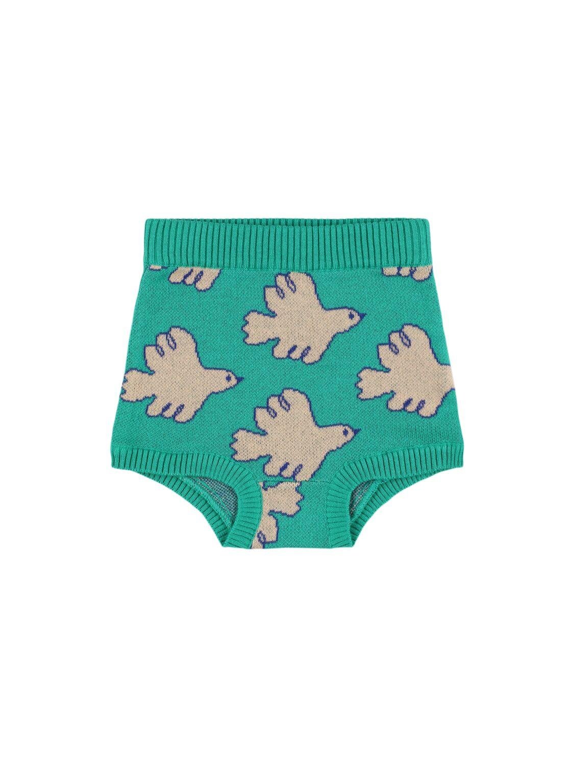 Intarsia Doves Cotton Knit Diaper Cover by TINY COTTONS