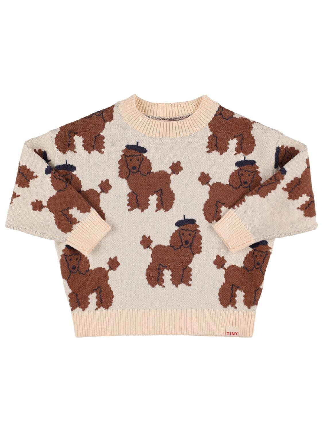 Poodle Intarsia Wool & Cotton Sweater by TINY COTTONS