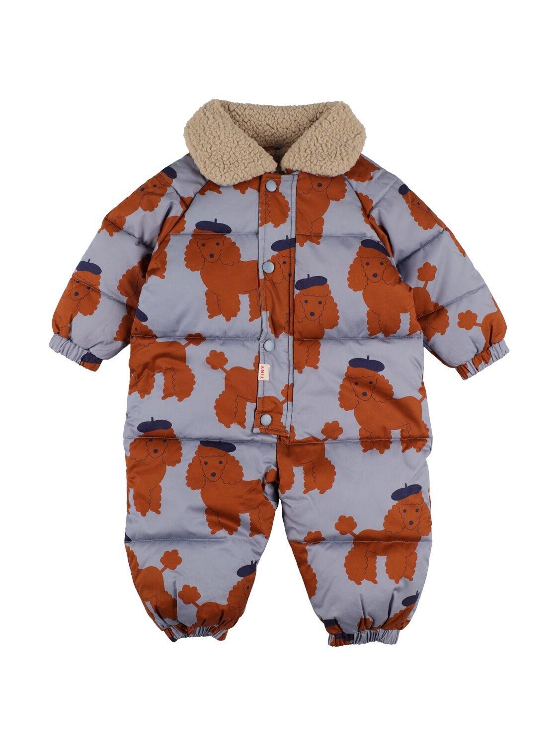 Poodle Print Nylon Puffer Romper by TINY COTTONS