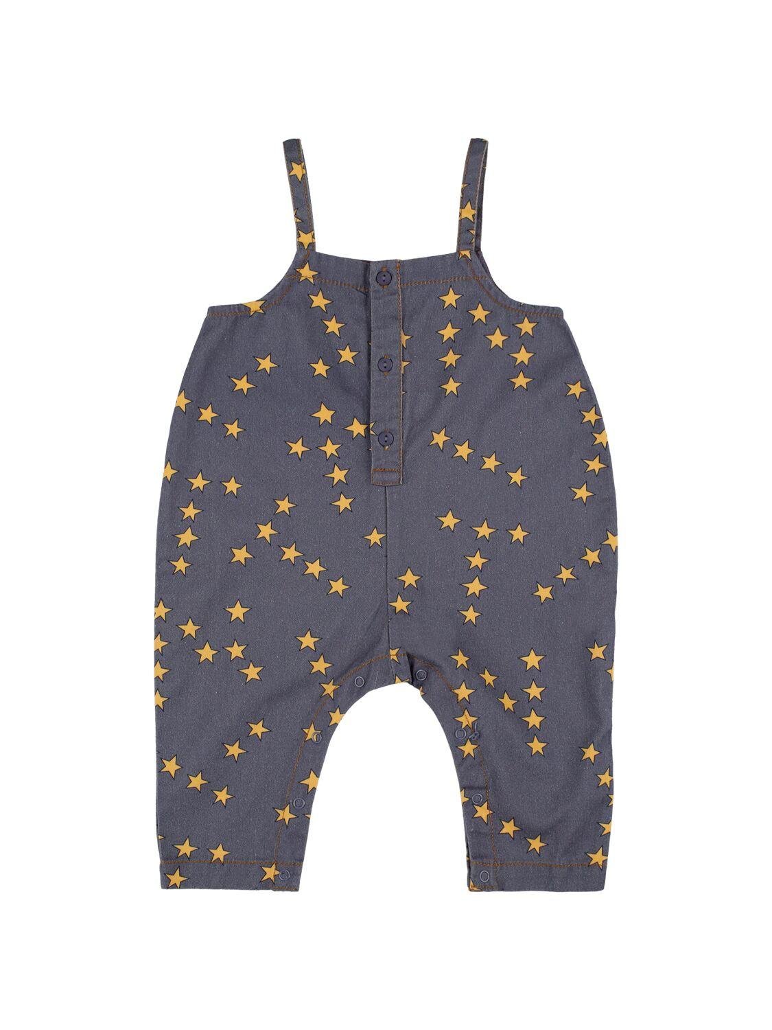 Star Print Cotton Denim Overalls by TINY COTTONS
