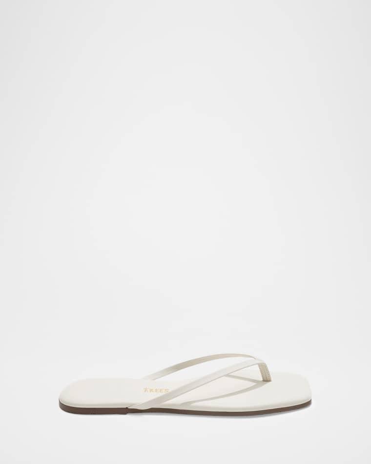 Lily Leather Square-Toe Thong Sandals by TKEES