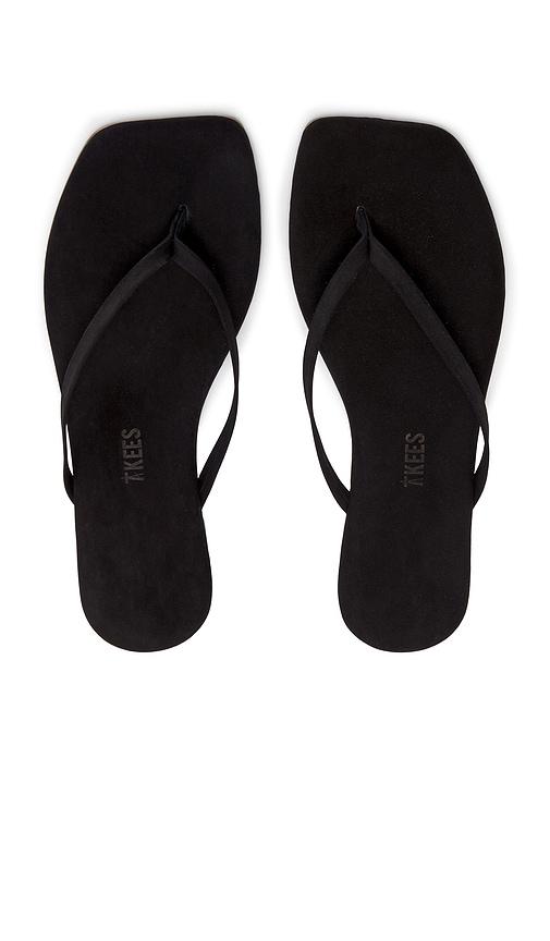 TKEES Square Toe Lily Suede Sandal in Black by TKEES