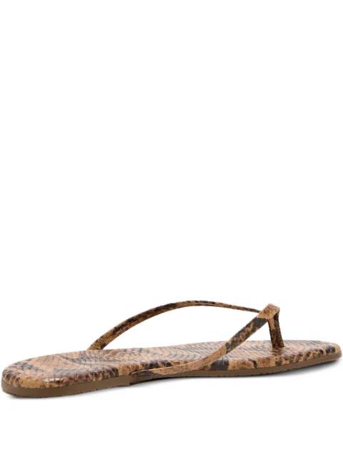 snakeskin thong sandals by TKEES
