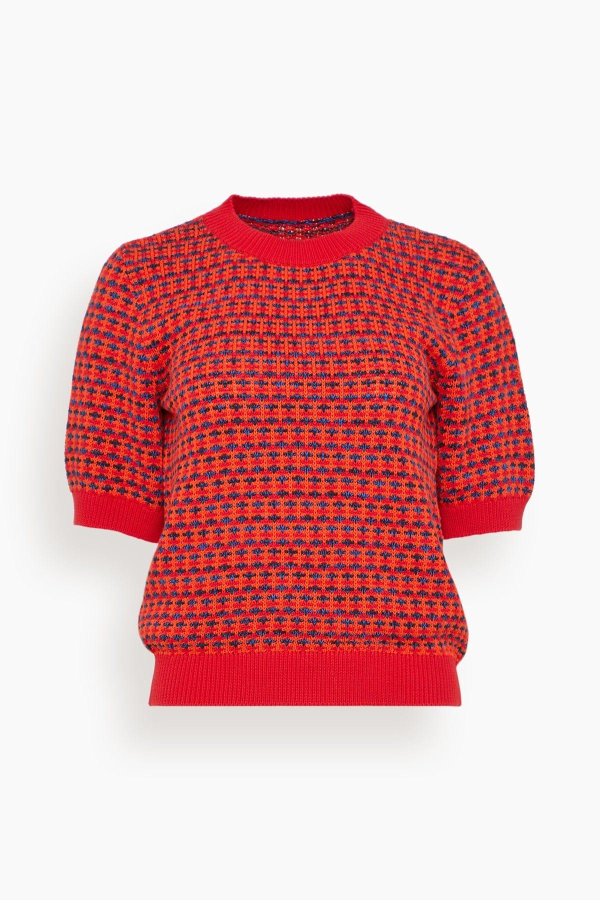 Jacquard Knitted Cotton Top in Red Multi by TOAST