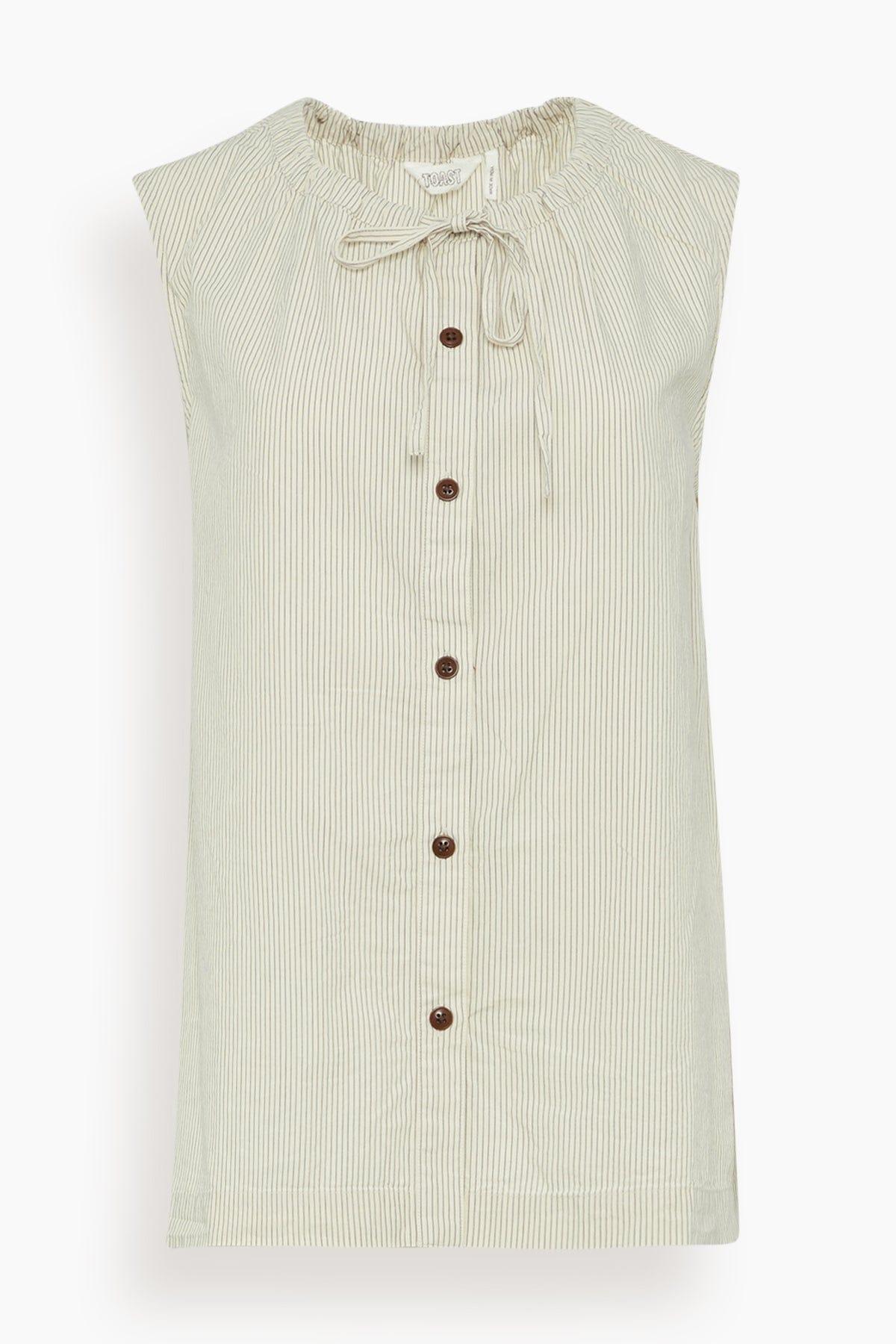 Mini Stripe Cotton Top in Sunwashed Blue by TOAST