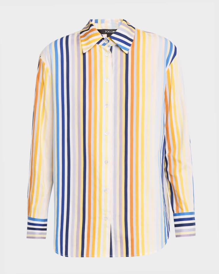 Brennan Striped Boyfriend Shirt by TOCCIN