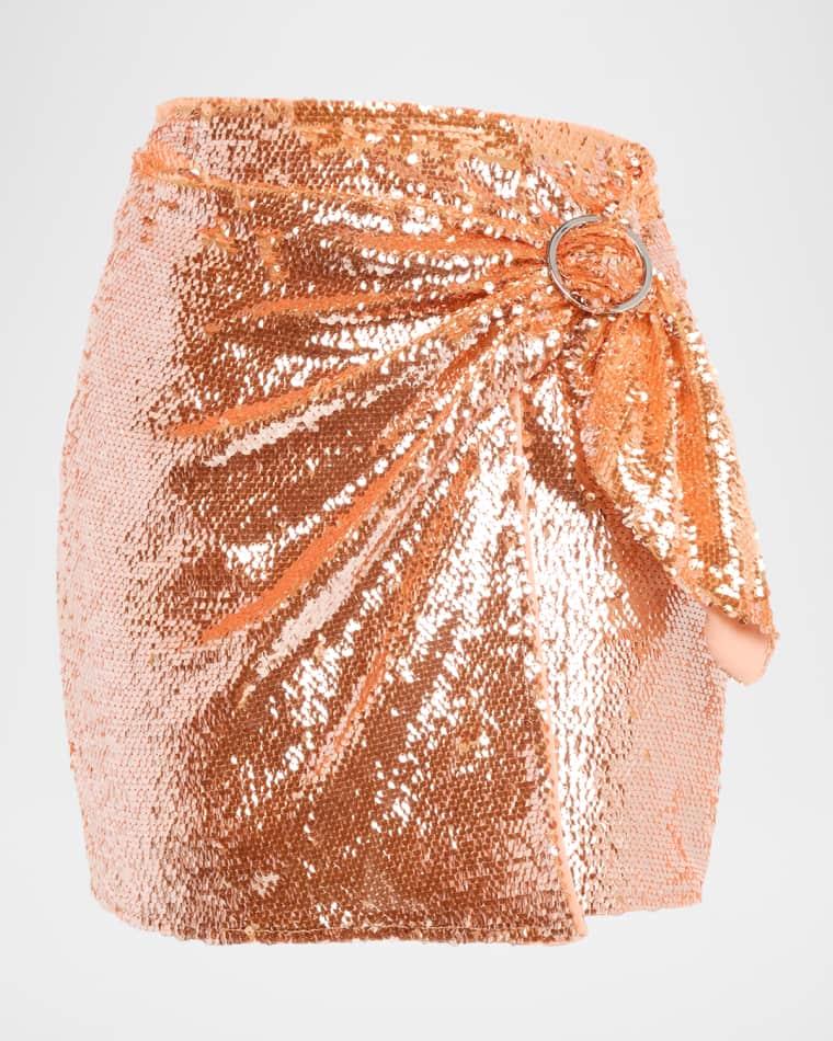 Dawson Sequined Sarong Mini Skirt by TOCCIN