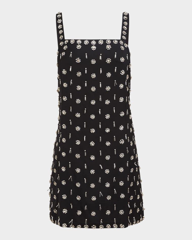 Dove Hand-Beaded Mini Shift Dress by TOCCIN
