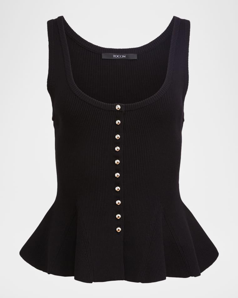 Eden Ribbed Peplum Tank Top by TOCCIN