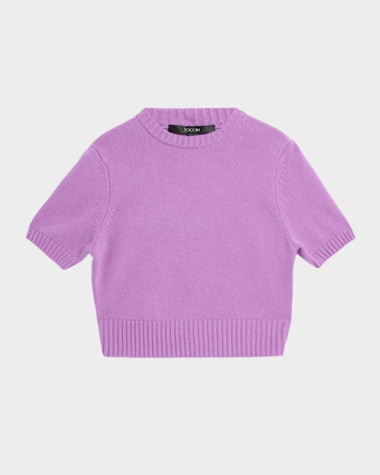 Elsie Short-Sleeve Cropped Sweater by TOCCIN