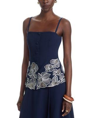 Eve Square Neck Button Front Cutaway Top by TOCCIN