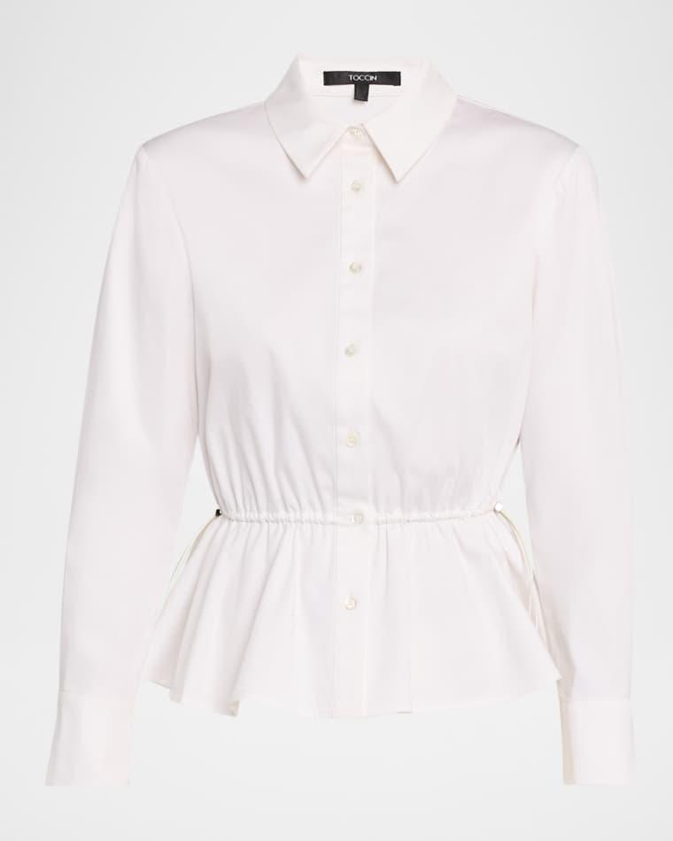 Ingrid Peplum Button-Front Shirt by TOCCIN