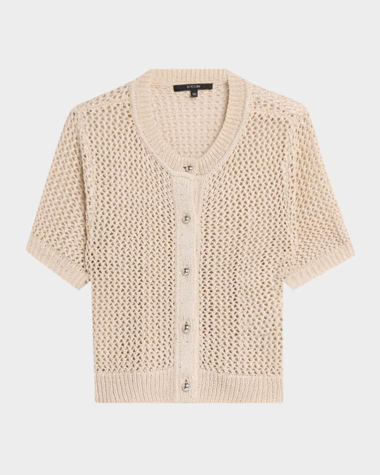 Janice Sequined Crochet Cardigan by TOCCIN
