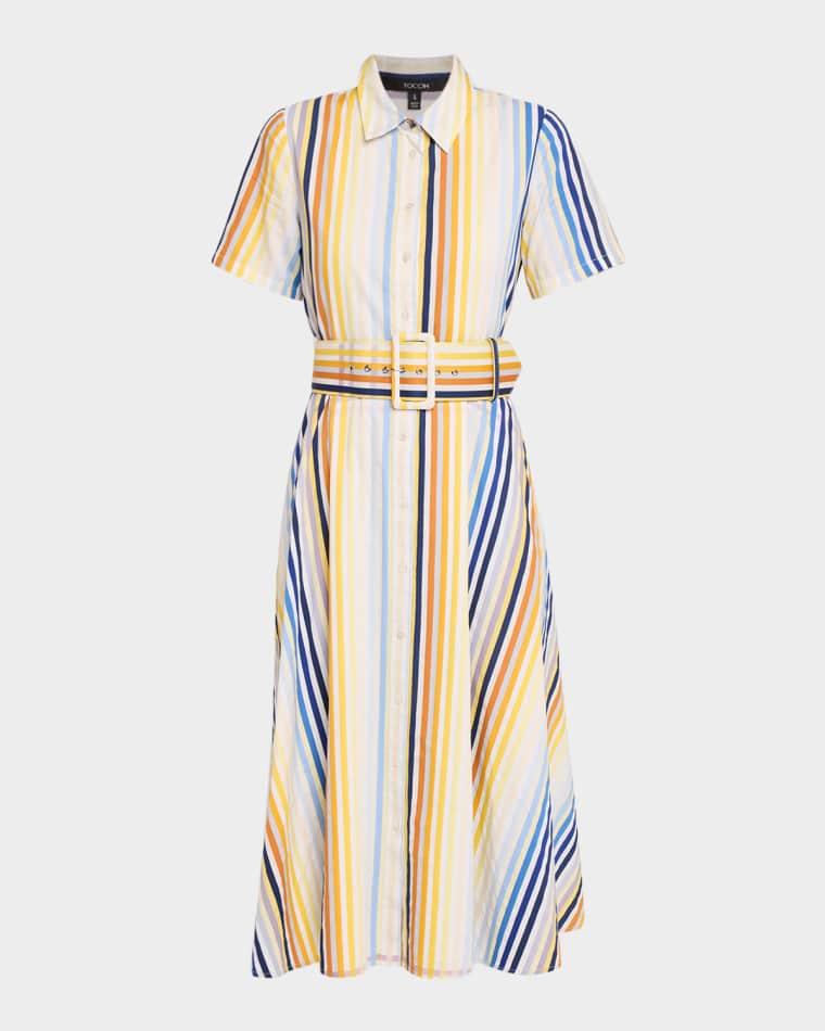 Jean Striped Midi Shirtdress by TOCCIN