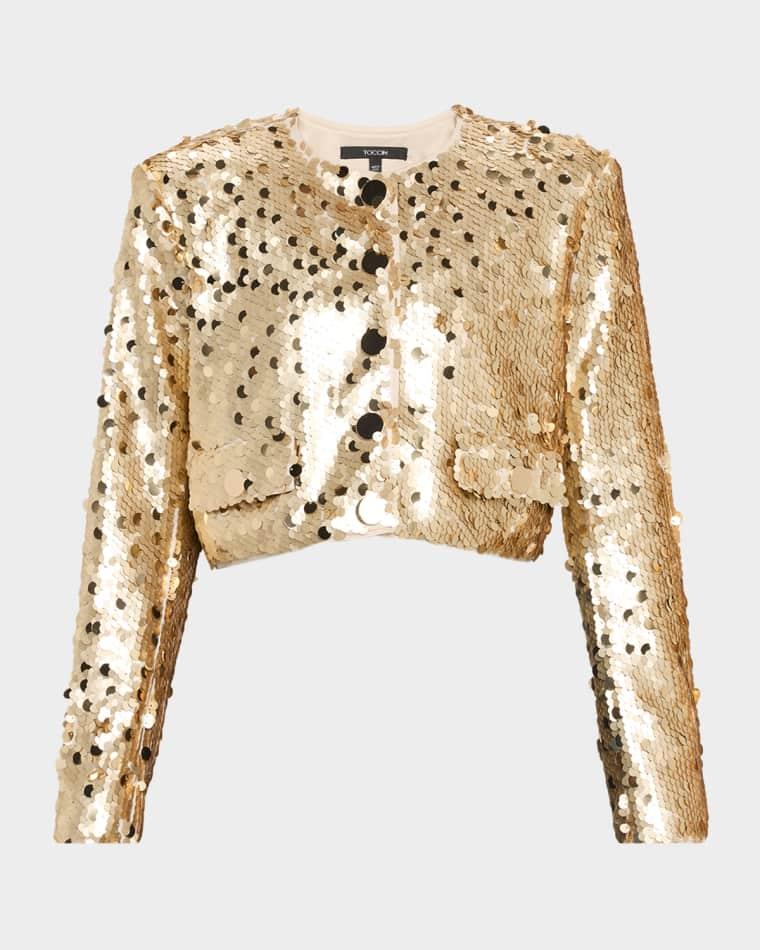 Jones Sequined Cropped Jacket by TOCCIN