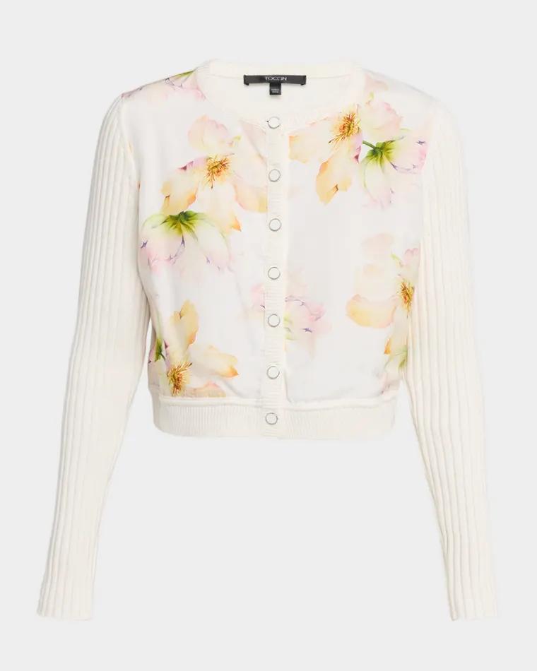 Miriam Silk Combo Cardigan by TOCCIN