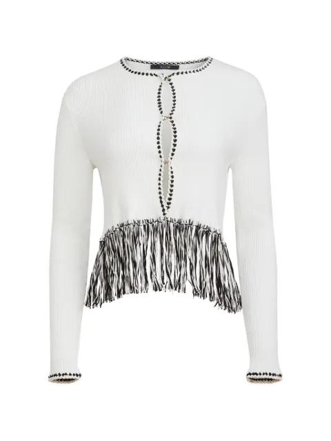 Monroe long-sleeve fringe-detail cotton cardigan by TOCCIN