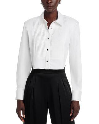 Nic Cropped Tuxedo Shirt by TOCCIN