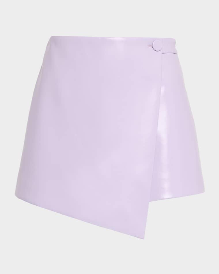 Stella Faux Leather Button Wrap Skort by TOCCIN