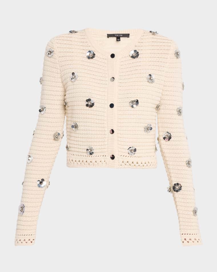 Verona Sequined Crochet Cardigan by TOCCIN