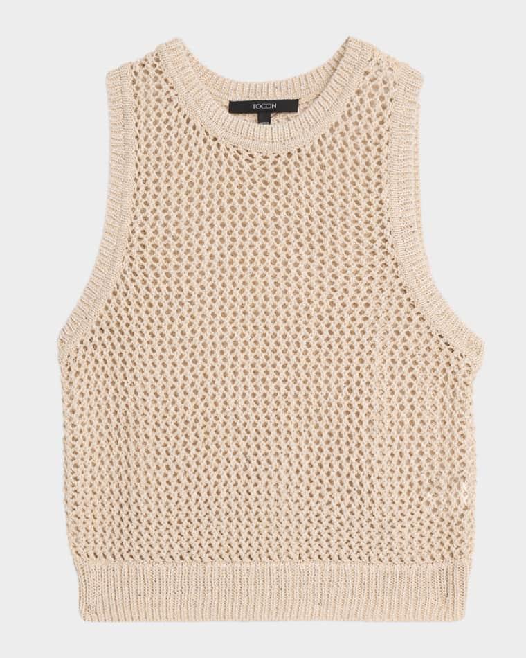 Winnie Sequined Crochet Tank Top by TOCCIN