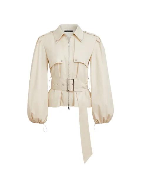 belted zip-front jacket by TOCCIN