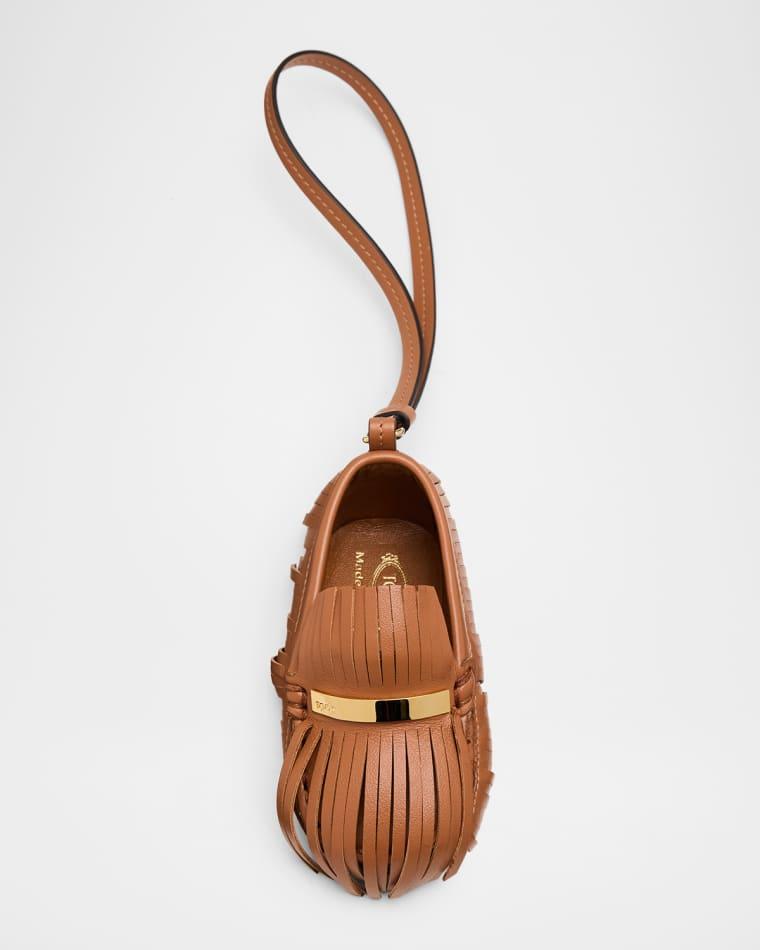 Fringed Leather Gommino Driving Shoe Bag Charm by TODS