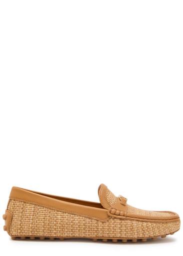 Gommino leather-trim raffia loafers by TODS