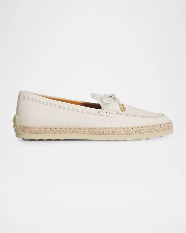 Leather and Raffia Loafers by TODS