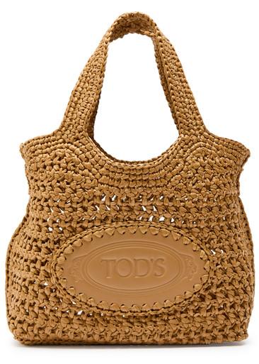 Mancini mini raffia top handle bag by TODS