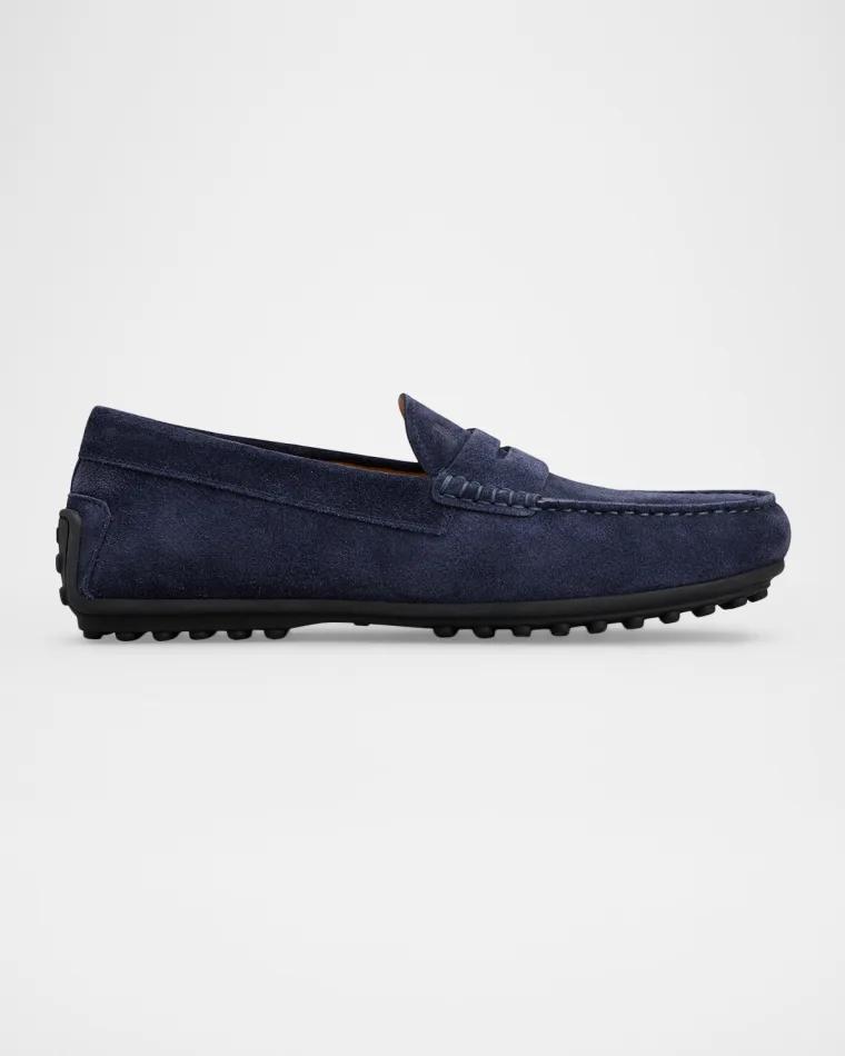 Men's City Gommino Suede Penny Loafers by TODS