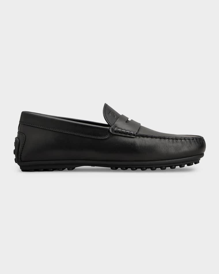 Men's Leather Moc-Toe Penny Loafers by TODS