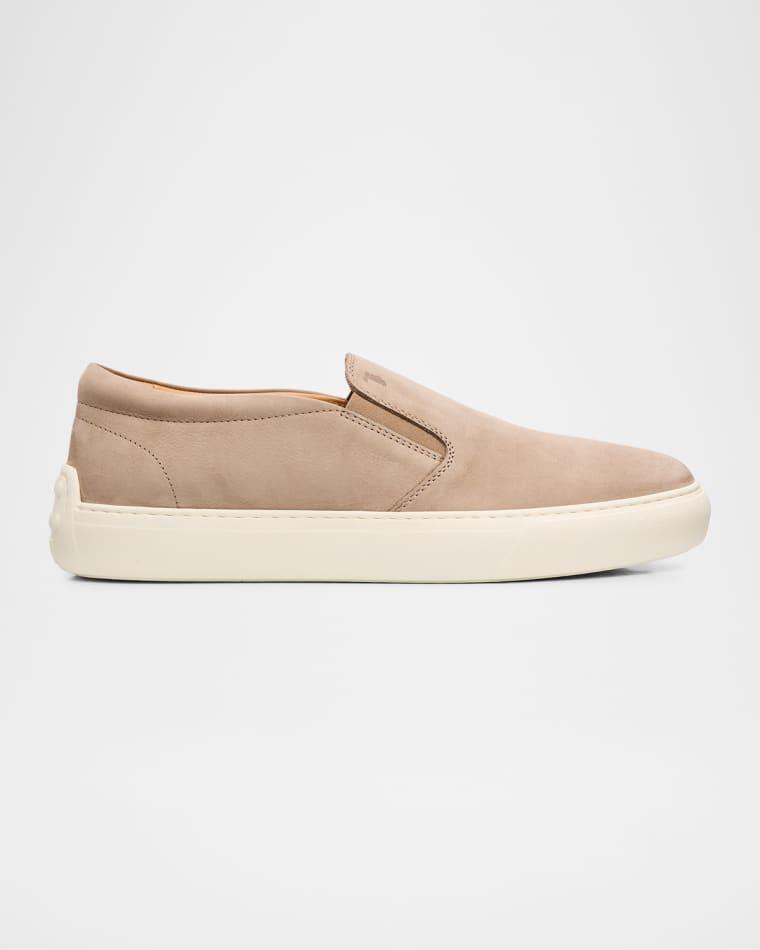 Men's Nubuck Leather Rubber-Sole Loafers by TODS