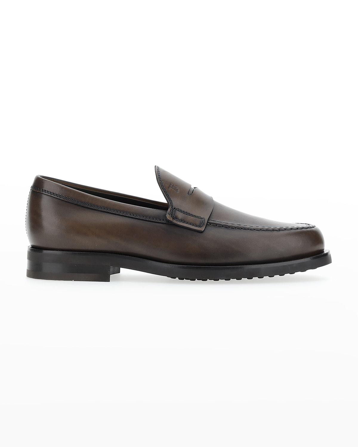 Men's Penny Leather Slip-On Loafers by TODS