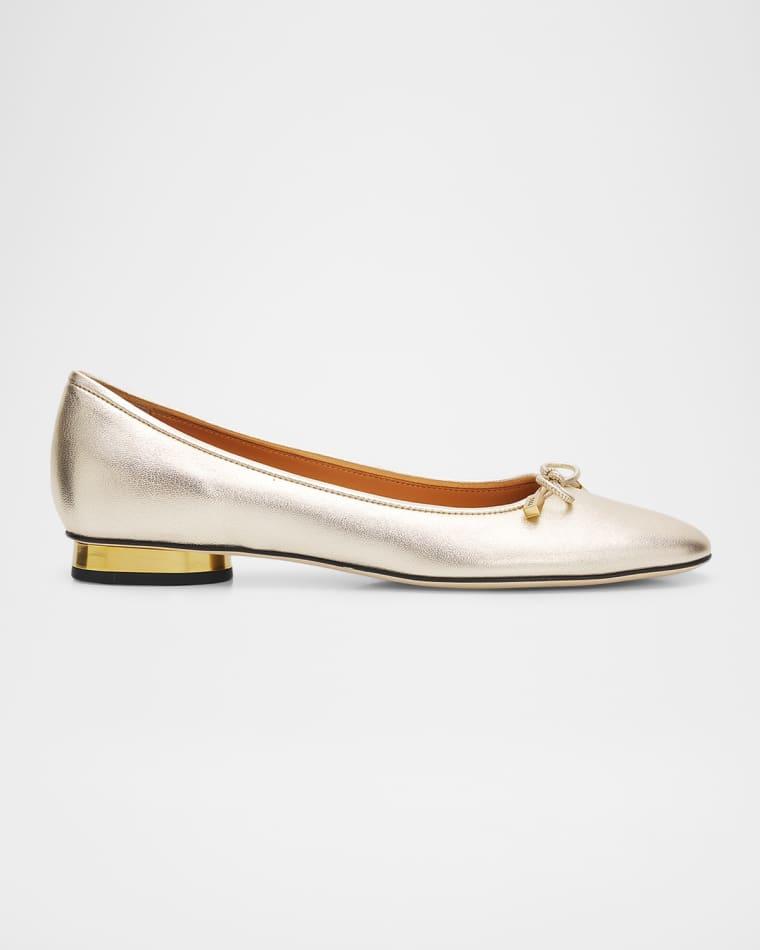 Metallic Leather Ballerina Flats by TODS