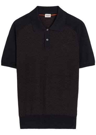 Panelled ribbed silk and cotton-blend polo shirt by TODS