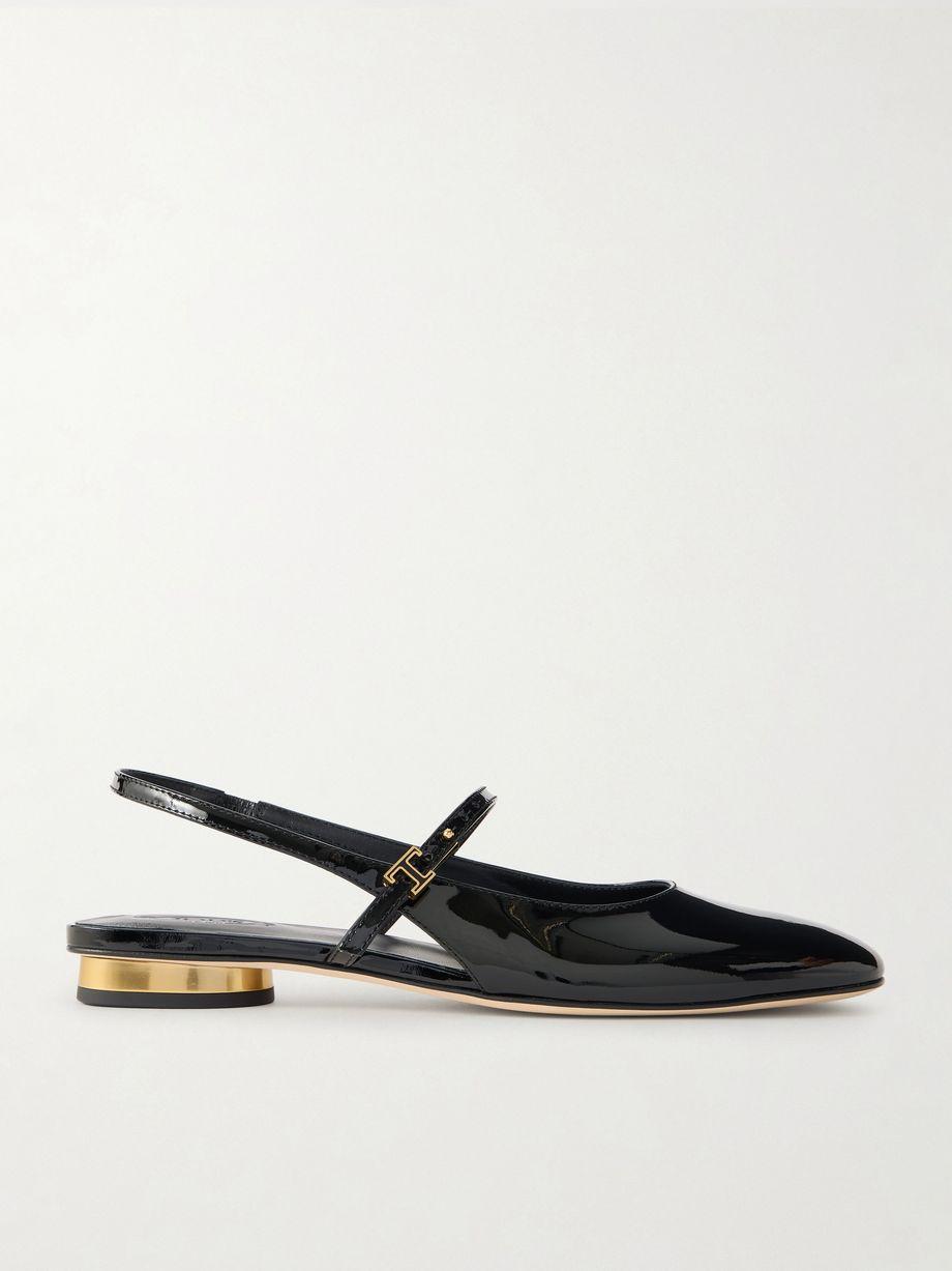 Patent-leather Mary Jane slingback flats by TODS
