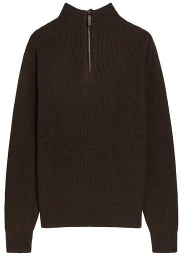 Ribbed half-zip silk and cotton-blend jumper by TODS
