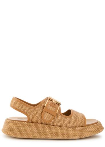 Sandalo leather-trim raffia flatform sandals by TODS
