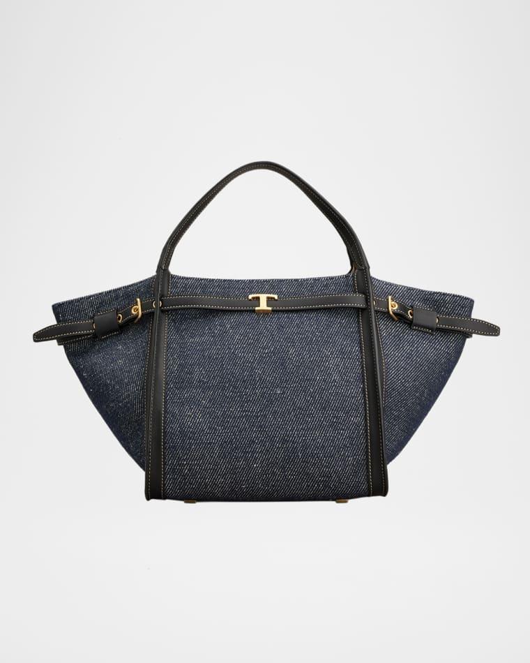 Small Timeless T Belted Cotton Shopping Tote Bag by TODS