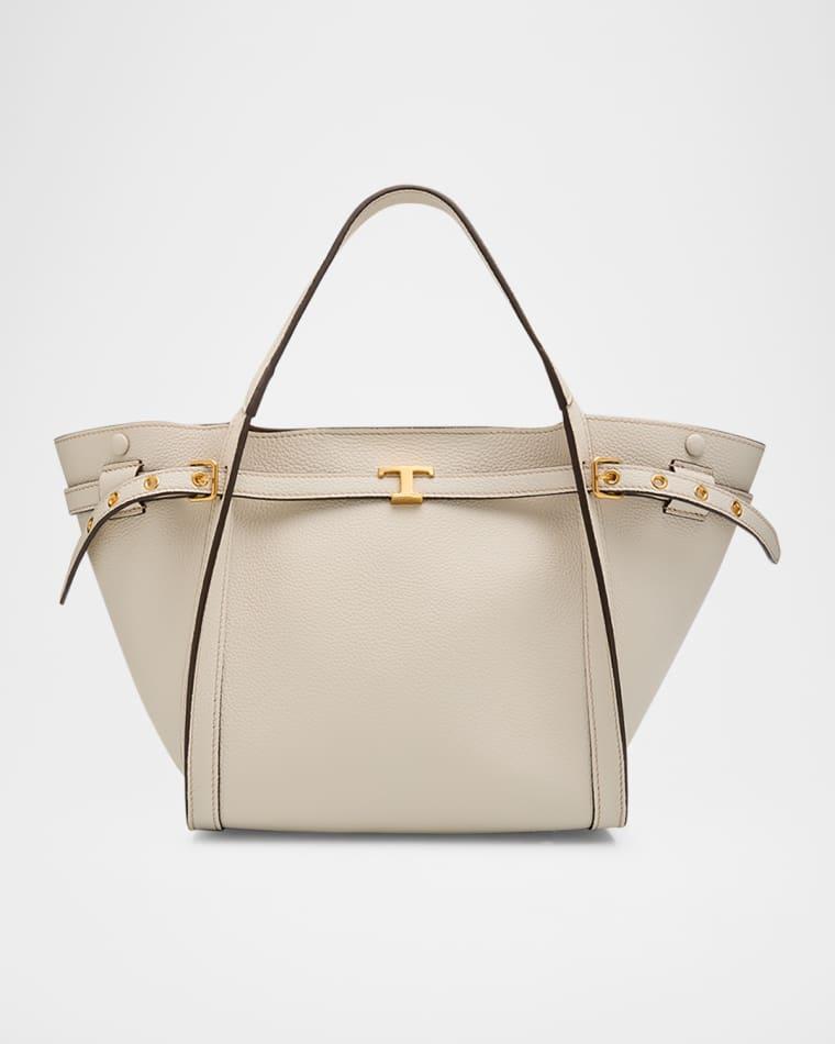 Small Timeless T Belted Leather Shopping Tote Bag by TODS