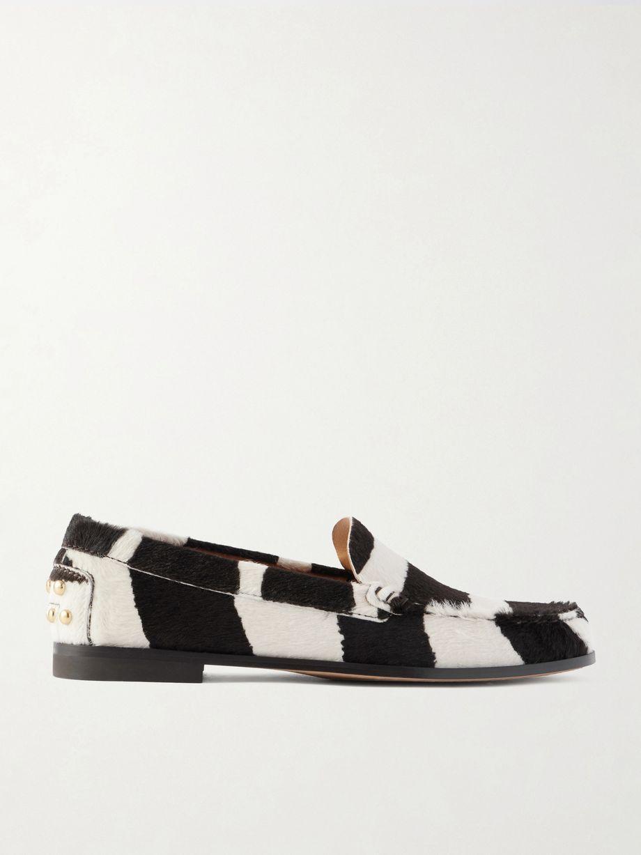 Studded zebra-print calf hair loafers by TODS